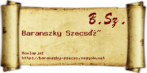 Baranszky Szecső névjegykártya